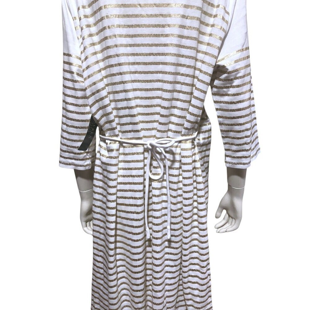 NWT Lauren Ralph Lauren Striped Midi Dress 2X Boat Neck Gold Nautical Resort - Picture 11 of 16
